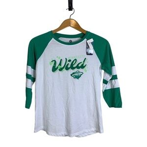 Nhl Minnesota Wild Women’s Hockey Raglan T Shirt Size Small (4-6)